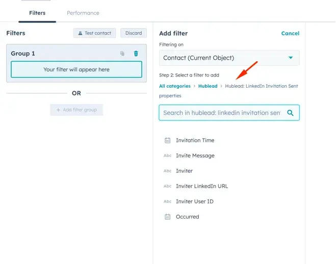 hublead find hubspot custom event linkedin invitations