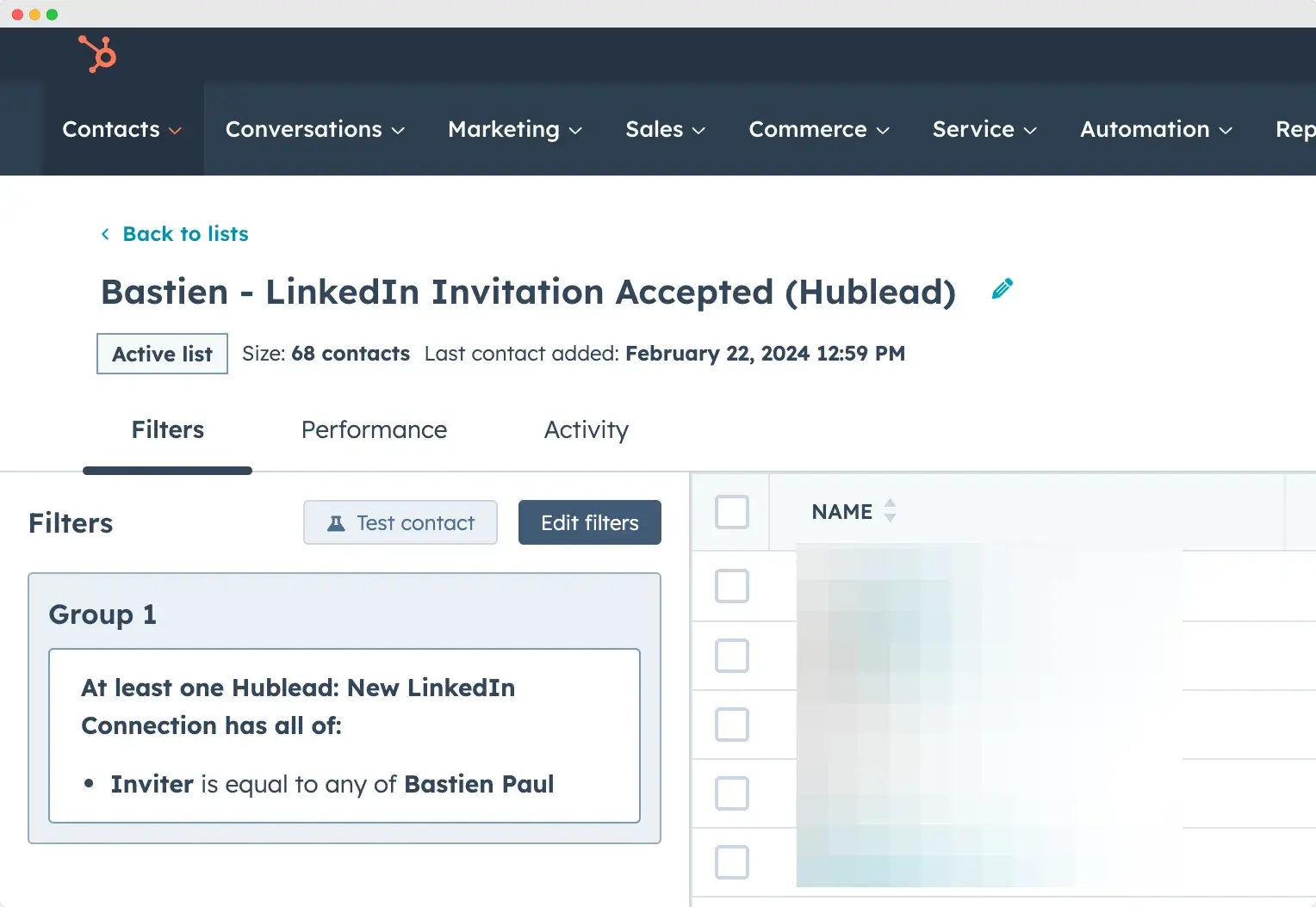 People who did not accept your LinkedIn invitation in HubSpot